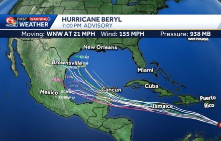 hurricane Beryl weather map
